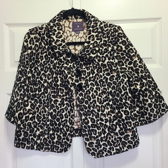 Forever 21 Leopard Print Cape Jacket - Picture 1 of 6